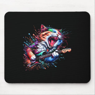 キティ遊キャットのギターロックキャット マウスパッド