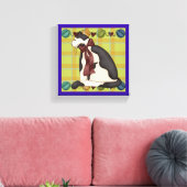 キティ・キャット・オン・プレイド キャンバスプリント (インサイチュ (リビング))