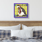 キティ・キャット・オン・プレイド キャンバスプリント (インサイチュ (寝室))