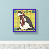 キティ・キャット・オン・プレイド キャンバスプリント (インサイチュ (ウッドフロア))