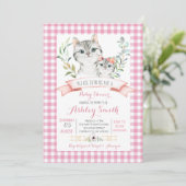 キティ·キャット·ベビー·シャワーの招待ピンク·ガール 招待状 (スタンド正面)