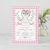 キティ·キャット·ベビー·シャワーの招待ピンク·ガール 招待状 (スタンド正面)