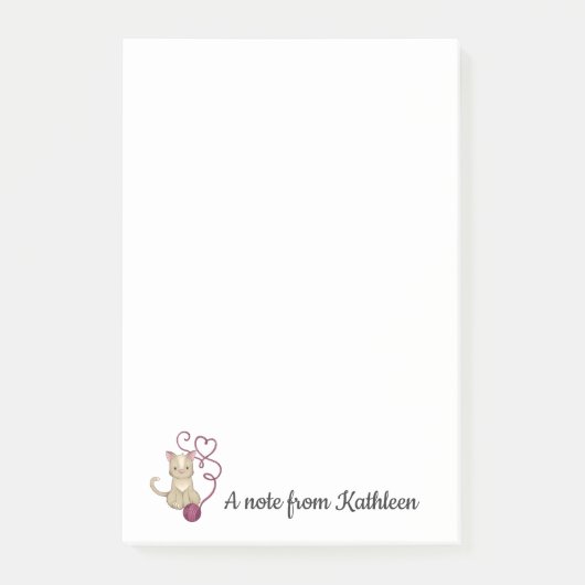 キティ・キャット・ラブノート |カスタマイズ文字 |ヤーン ポストイット (正面)