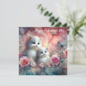 キテンスお洒落ウォーターカラーフローラバレンタイン シーズンカード (スタンド正面)