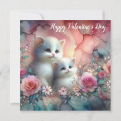 キテンスお洒落ウォーターカラーフローラバレンタイン シーズンカード (正面)