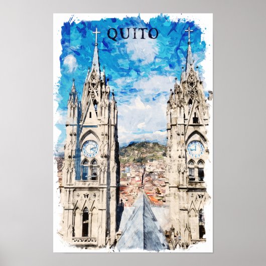 キトエクアドルウォーターカラーヴィンテージトラベル ポスター (正面)