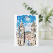 キトエクアドルウォーターカラーヴィンテージトラベル ポストカード (スタンド正面)