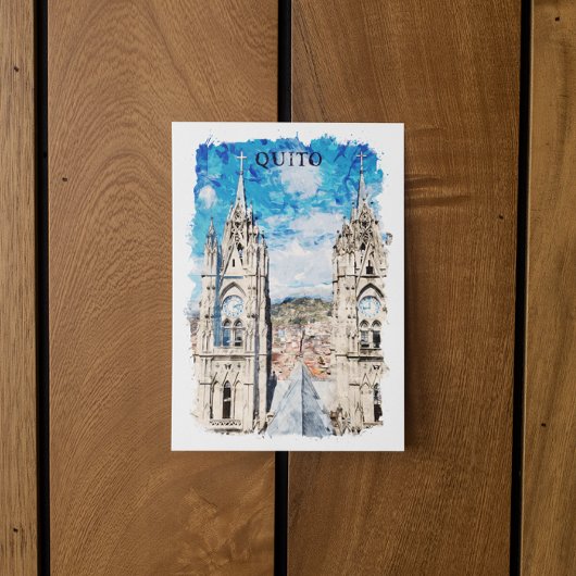 キトエクアドルウォーターカラーヴィンテージトラベル ポストカード