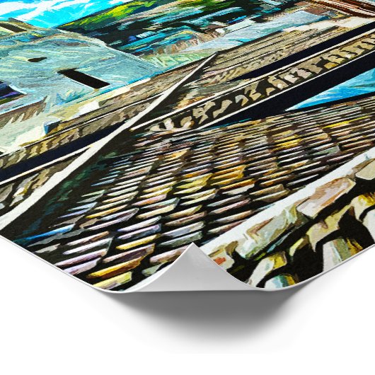 キトエクアドルシティイラストレーション ポスター (角)