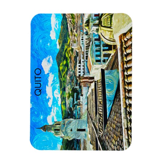 キトエクアドルシティイラストレーション マグネット (縦)