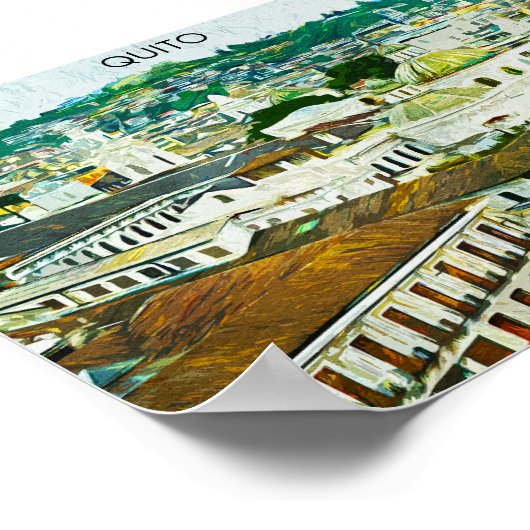 キトエクアドル水彩画イラストレーションはがき ポスター (角)