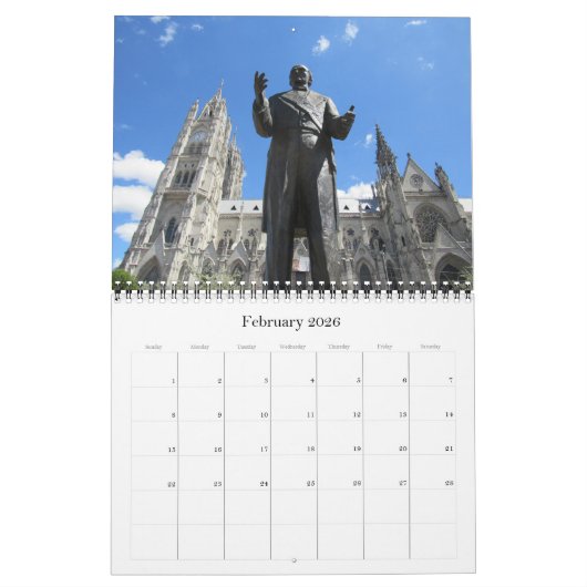 キトエクアドル2025 カレンダー (2月 2026)