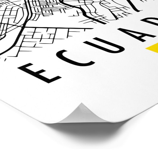 キト,エクアドル道路地図アート – Earth Tones ポスター (角)