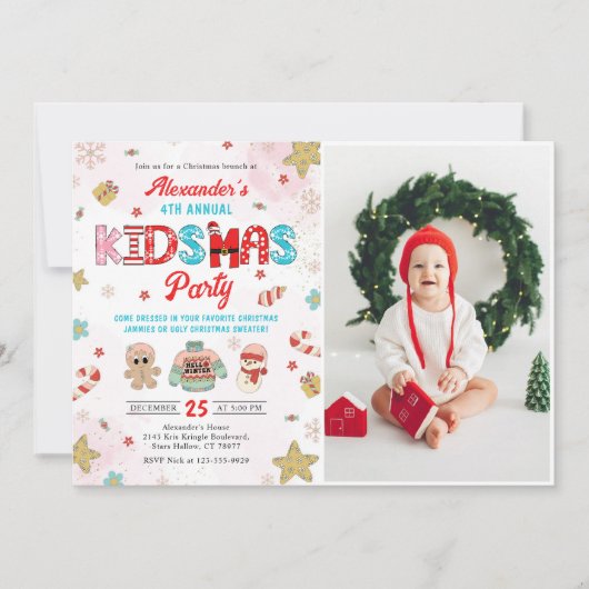 キドマス冬のクリスマスバースデーパーティーの写真 招待状 (正面)