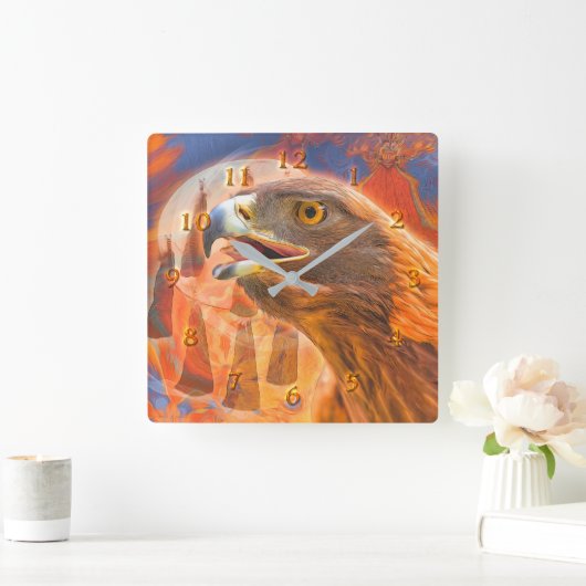 キナの時計を全部呼ぶゴールデンイーグル スクエア壁時計 (ホーム)