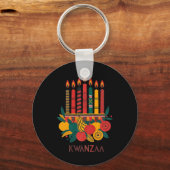 キナラおもしろいセブンキャンドルクワンザお祝い1 キーホルダー (正面)