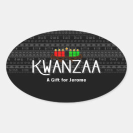 キナーラでライトキャンドルとクワンザと名前をカスタムする 楕円形シール