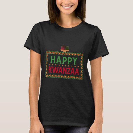 キナーラ7キャンドルの原則クワンザハッピーキング Tシャツ (正面)