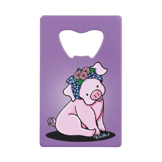 キニアートかわいらしピギー クレジットカード栓抜き (正面)