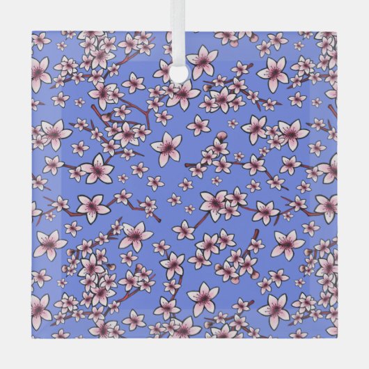 キニアートさくらんぼ花 ガラスオーナメント (正面)