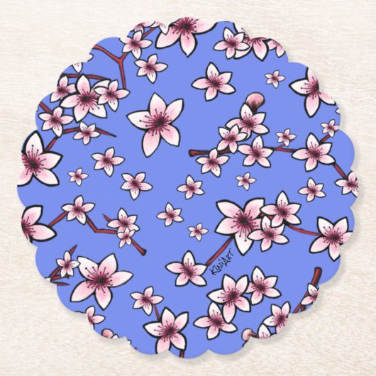キニアートさくらんぼ花 ペーパーコースター (正面)