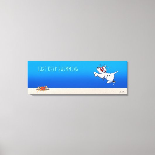 キニアートウェスティホワイトテリア海 キャンバスプリント (正面)