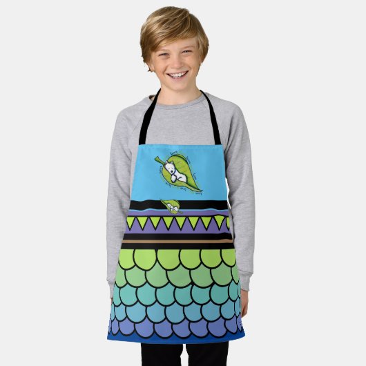 キニアートウェスティライブグリーンオールオーバープリントエプロン エプロン (着用した状態)