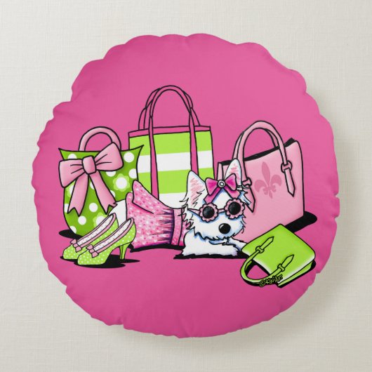 キニアートオリヴィアツ女の子らしズウェスティー ラウンドクッション (正面)