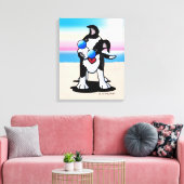 キニアートオーストラリアキャトルドッグビーチ キャンバスプリント (インサイチュ (リビング))