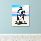 キニアートオーストラリアキャトルドッグビーチ キャンバスプリント (インサイチュ (ウッドフロア))