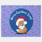 キニアートキツネクリスマスフリースブランケット フリースブランケット (正面(横))