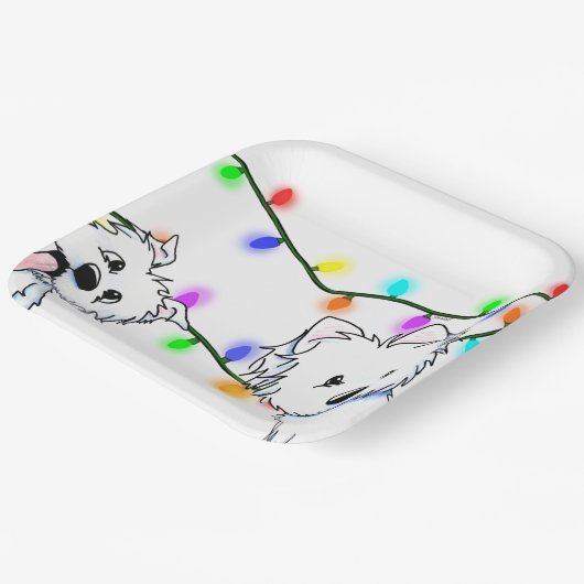 キニアートクリスマスウェスティー紙プレート ペーパープレート (傾斜あり)