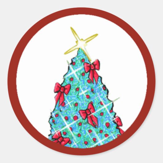 キニアートクリスマスツリー ラウンドシール (正面)