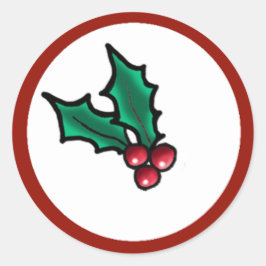 キニアートクリスマスホリー ラウンドシール