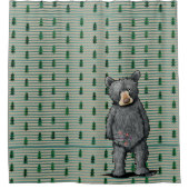 キニアートグリーンプライド木 シャワーカーテン (正面)