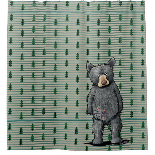 キニアートグリーンプライド木 シャワーカーテン (正面)