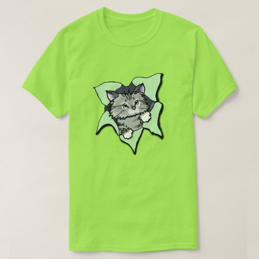 キニアートグレー子猫ブラストTシャツ Tシャツ (デザイン正面)