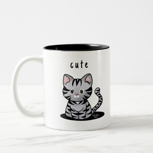 キニアートグレー虎猫キッテン ツートーンマグカップ (左)