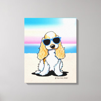 キニアートコッカースパニエル犬ドッグビーチ キャンバスプリント