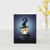 キニアートコッカースパニエル犬ハロウィーン カード (黄色い花)