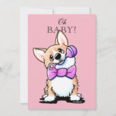 キニアートコルギピンクベビーシャワー招待状 招待状 (正面)