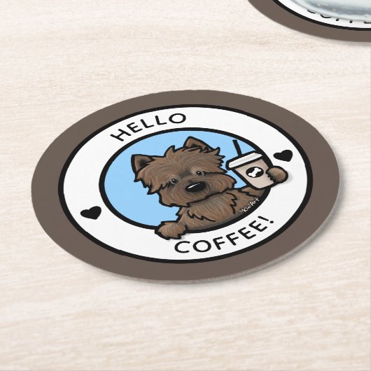 キニアートコーヒーケアンラウンド紙コースター ラウンドペーパーコースター (アングル)