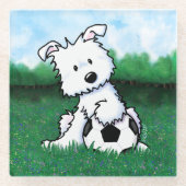 キニアートサッカーウェスティパピーコースター ガラスコースター (正面)