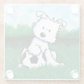 キニアートサッカーウェスティパピーコースター ガラスコースター (裏面)