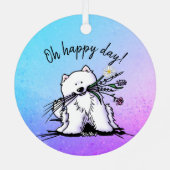 キニアートサモエイクラシックドラウンドステッカー メタルオーナメント (裏面)