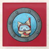 キニアートシュノーケリングカーンテリアガラスコースター ガラスコースター (正面)