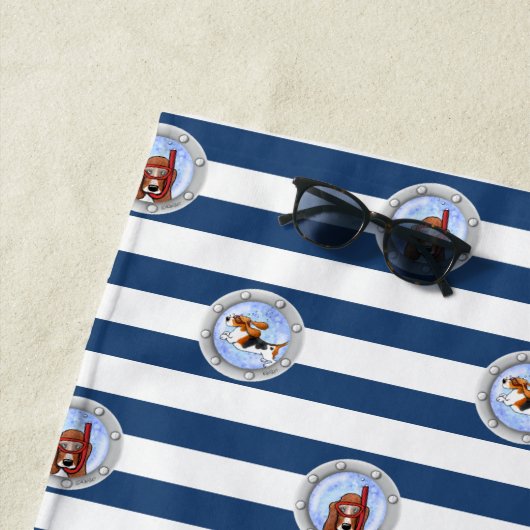 キニアートシュノーケリングバセットハウンズ ビーチタオル (インサイチュ)