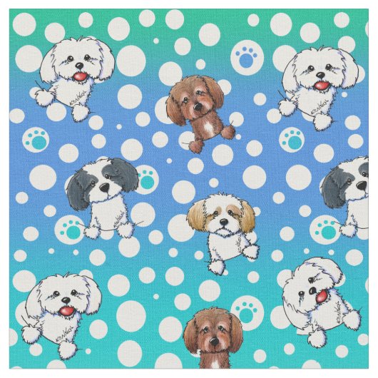 キニアートシーズー（犬）ツー犬多彩ズ ファブリック (クローズアップ)