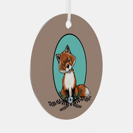 キニアートスウィートキツネ メタルオーナメント (正面右)