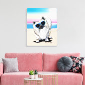 キニアートチェスターポメラニア犬ドッグビーチ キャンバスプリント (インサイチュ (リビング))